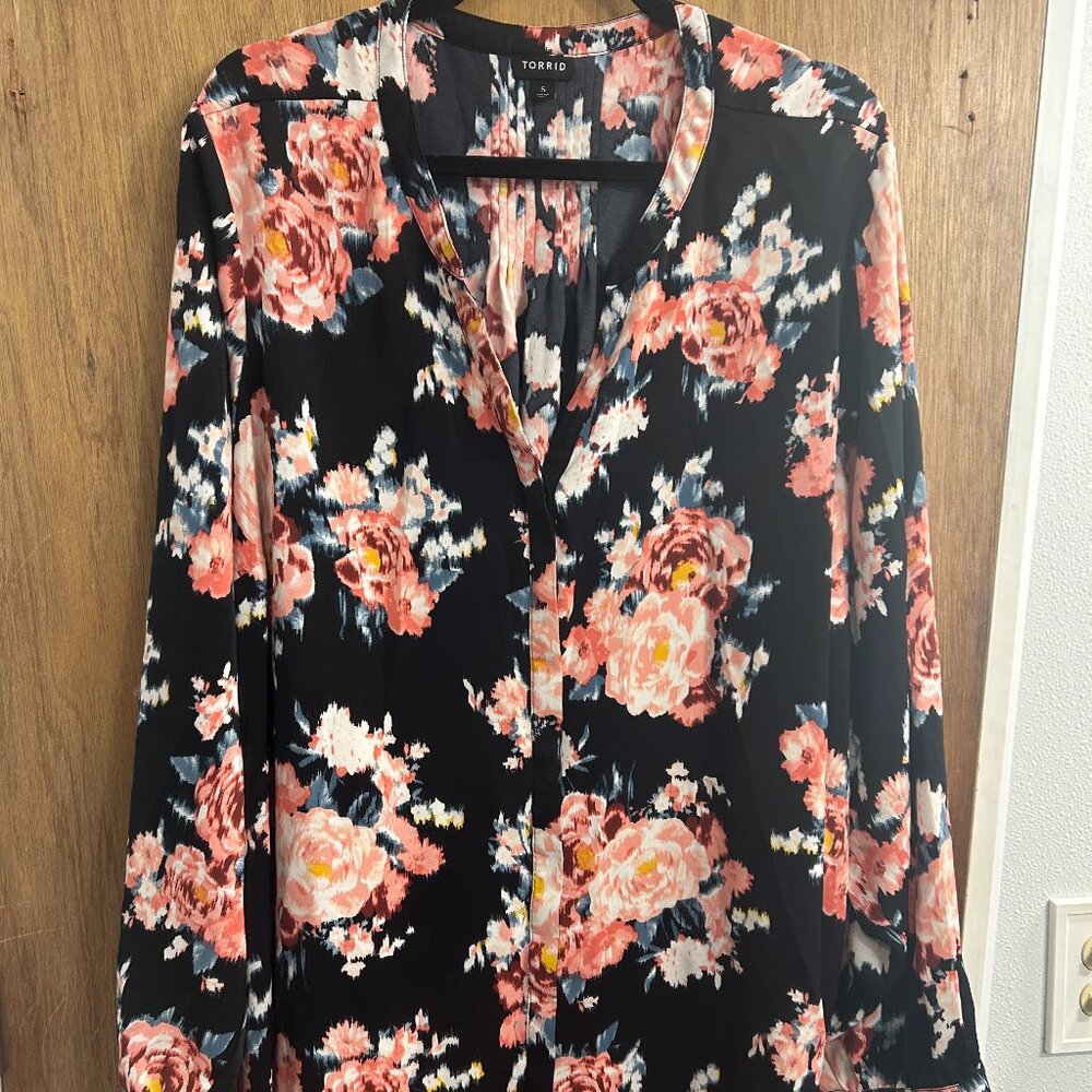 Floral Button-Up Blouse, Size 5x